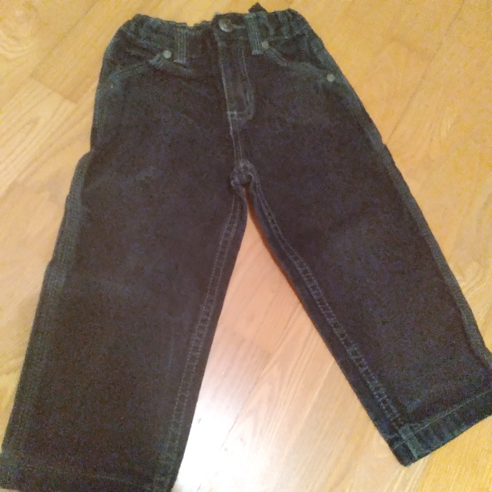 Arizona Jean Company Kids Durable Black-wash Carpenter Jeans Adjustable Waist 2T - Picture 3 of 7